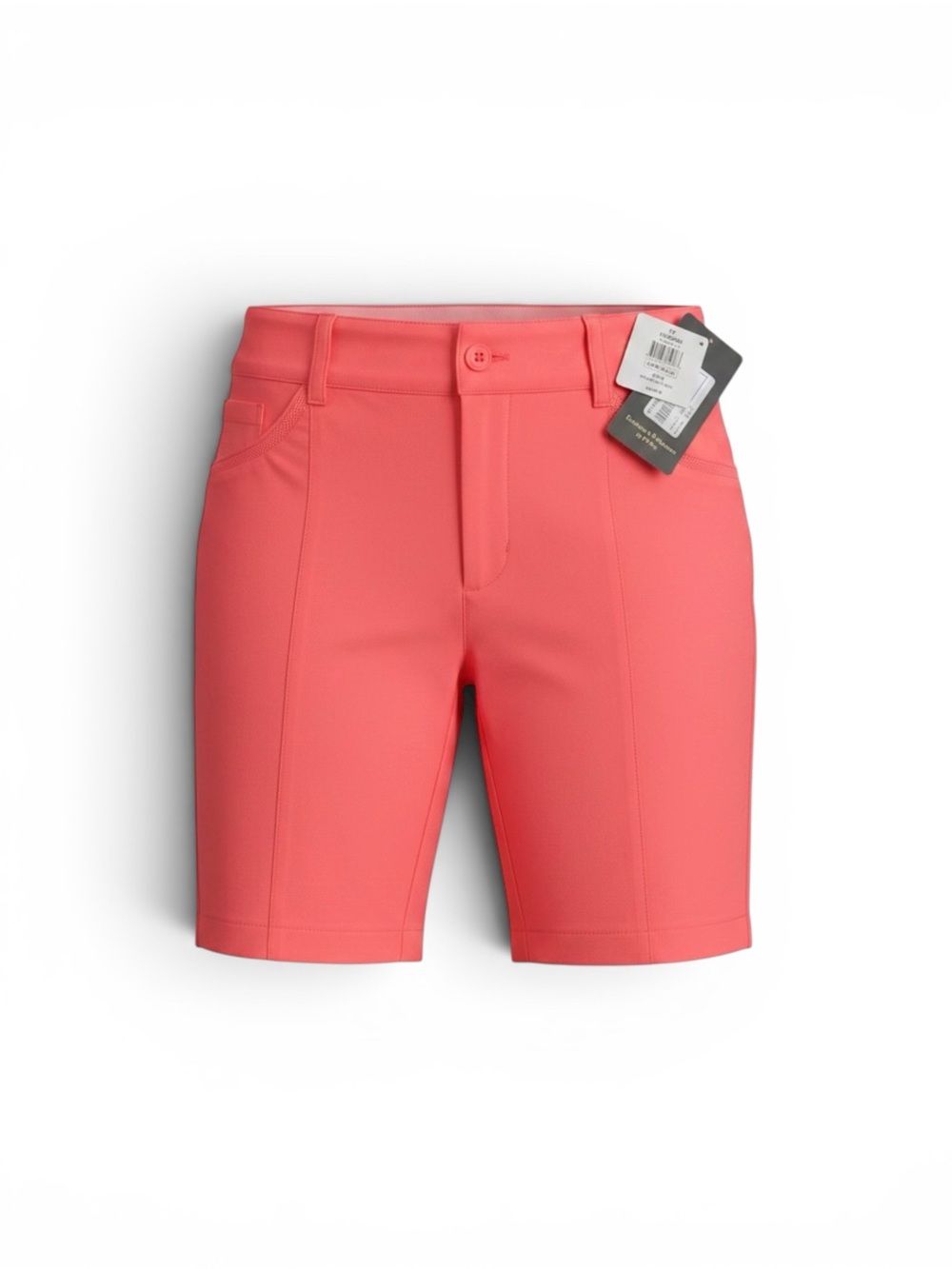 Sporto Women's Neon Coral Bermuda Shorts - Stretch Performance